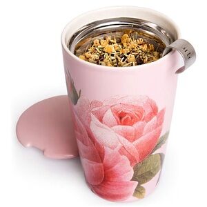 New! Tea Forte Double-Walled Ceramic STEEPING CUP & INFUSER JARDIN